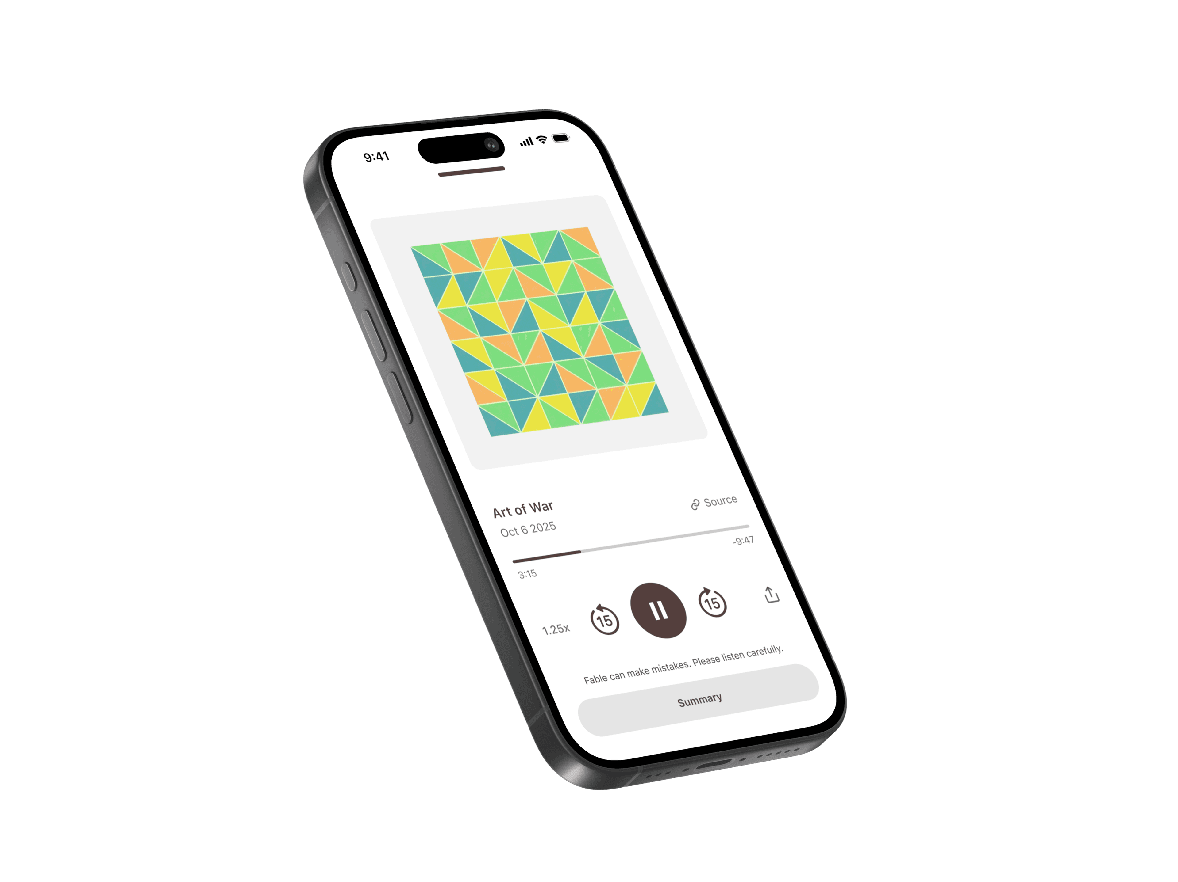 The Fable app playing a podcast